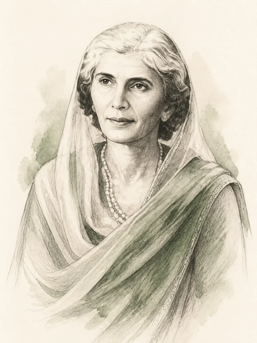 Illustrated sketch portrait of Fatima Jinnah