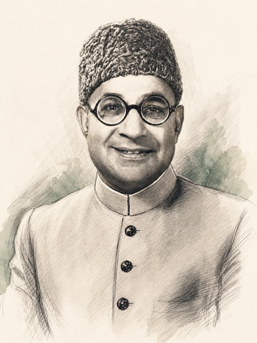 Illustrated sketch portrait of Liaquat Ali Khan
